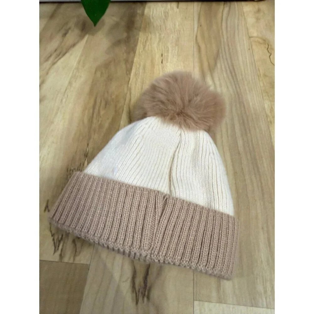 Kids Knit Winter Beanie with Dog Face & Pom Pom